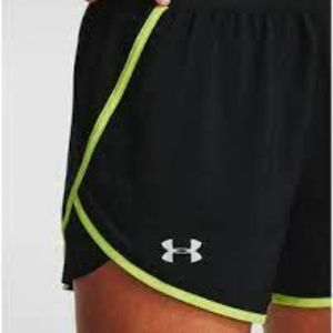 Womans Under Armour Fly-By 2.0 Running Shorts Green/Black XS NEW